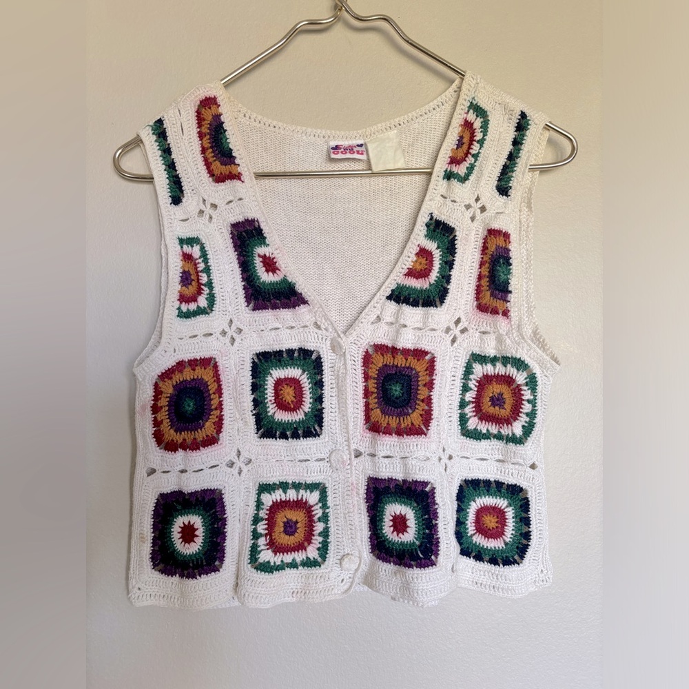 Vintage crochet cardigan tank